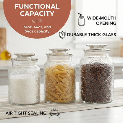Jay Companies Canister Set 3-Piece Glass Jars