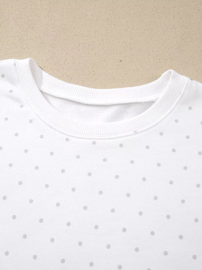 Polka Dot Long Sleeve Sweatshirt and Shorts Set