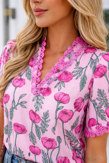 Threaded Pear Ruby Detail Frilled Summer Blouse