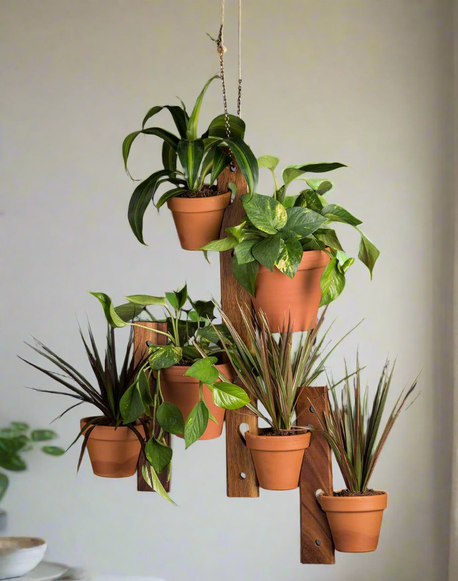 Kalmar Home 6 Pot Hanging Plant Holder - 3 Piece Set