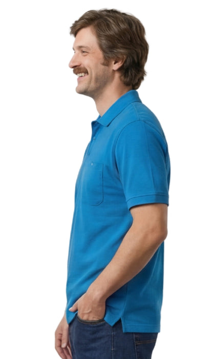 Mens Pique Knit Polo Aquamarine