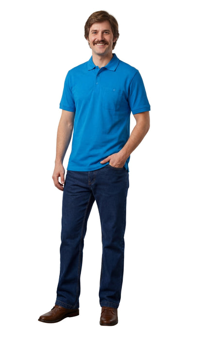 Mens Pique Knit Polo Aquamarine