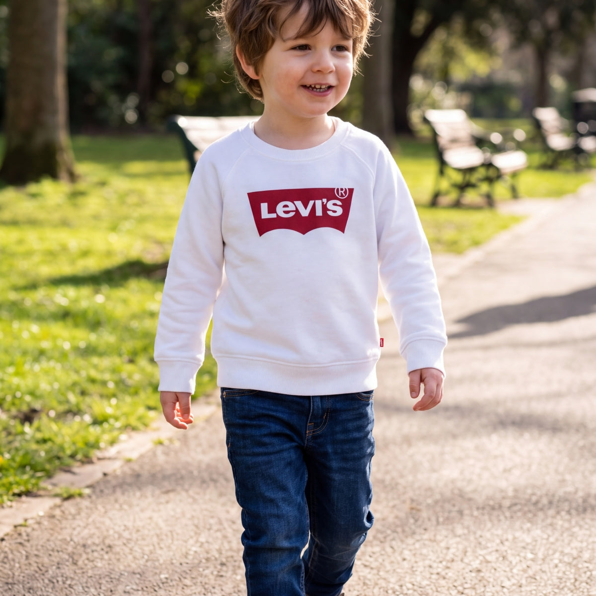 Levi's Toddler Boys' Logo Crewneck Sweatshirt - White