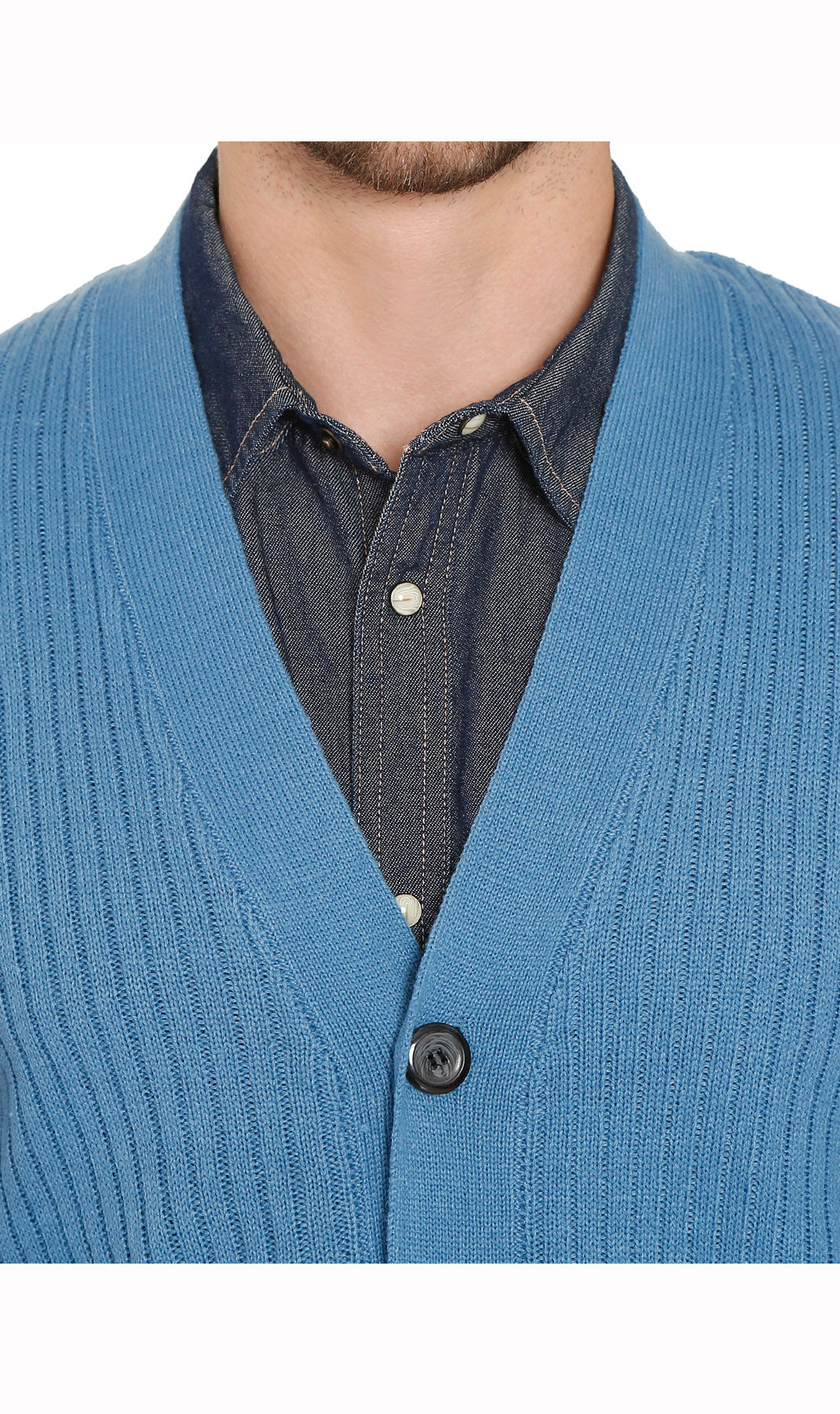 Men's Relaxed Fit Rib Knit Sweater Vest - Button Front with Pockets