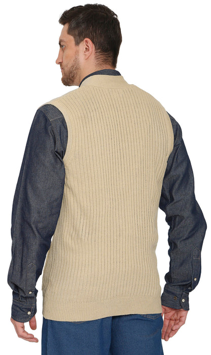 Men's Relaxed Fit Rib Knit Sweater Vest - Button Front with Pockets