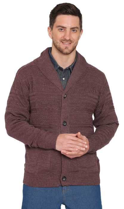 Men's Jacquard Knit Shawl Collar Cardigan Sweater