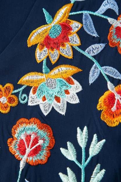 Threaded Pear Erin Embroidered Detail Babydoll Blouse