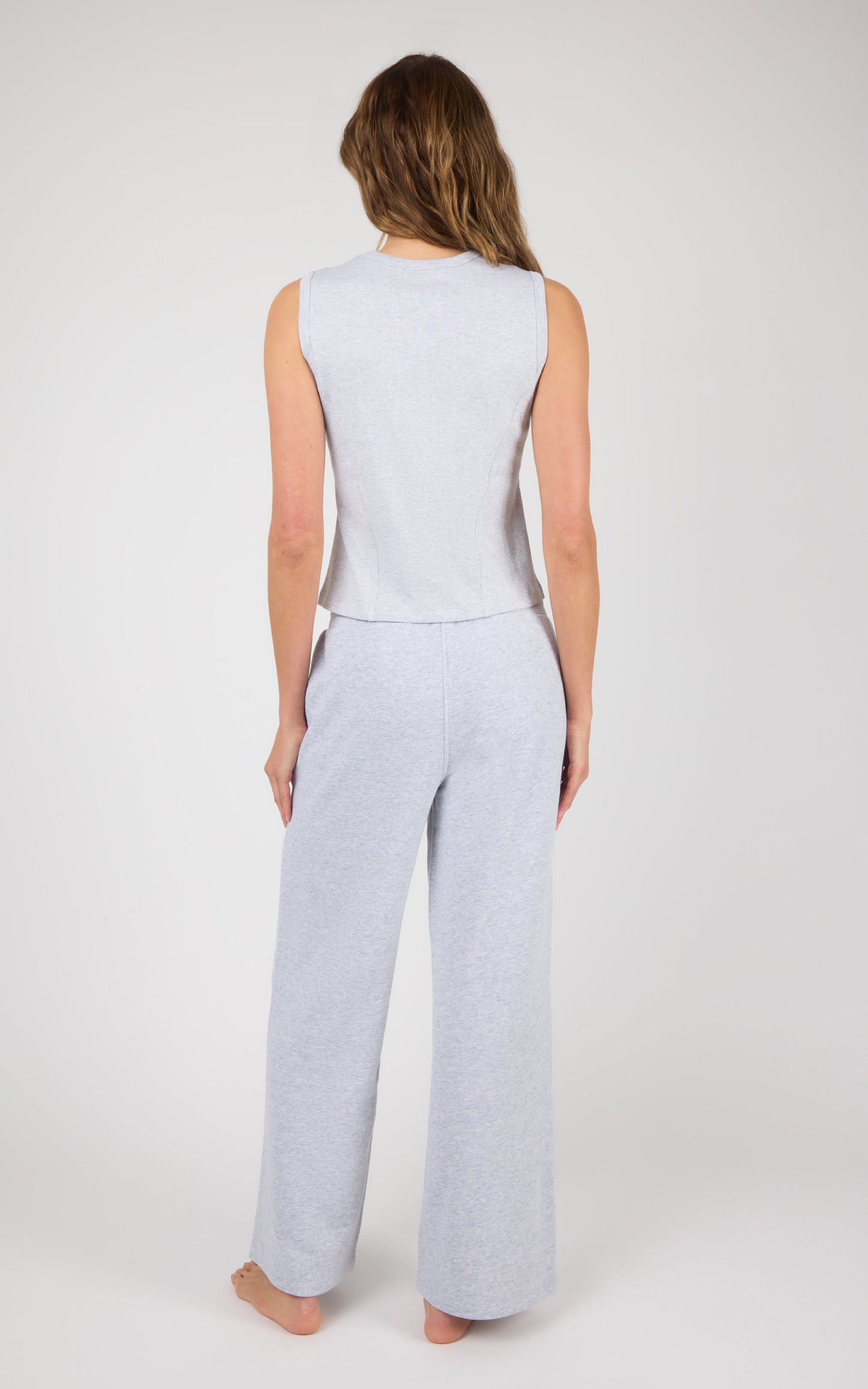 Ribbed Tank & Loop Terry Wide Leg Pant Set