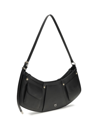 Shoulder Bag Pocket Body Black/Old Silver
