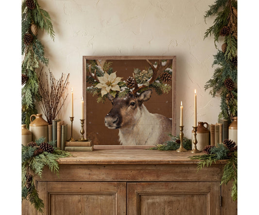 Kendrick Home Poinsettia Reindeer