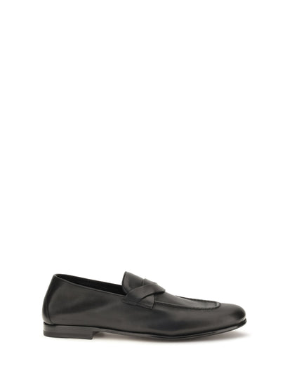 Loafers Gigi Woven Strap Black Calf Leather