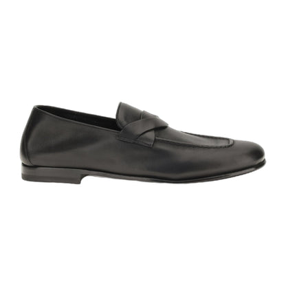 Loafers Gigi Woven Strap Black Calf Leather