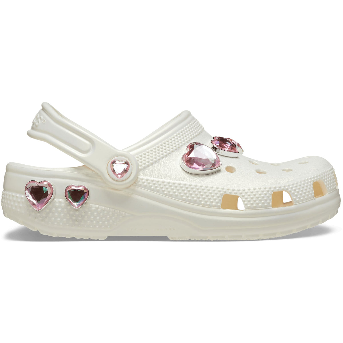 Crocs Grade School Classic Iridescent Hearts Clogs Chalk