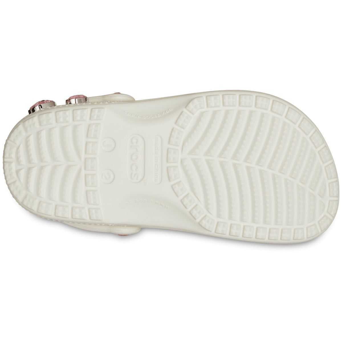 Crocs Grade School Classic Iridescent Hearts Clogs Chalk