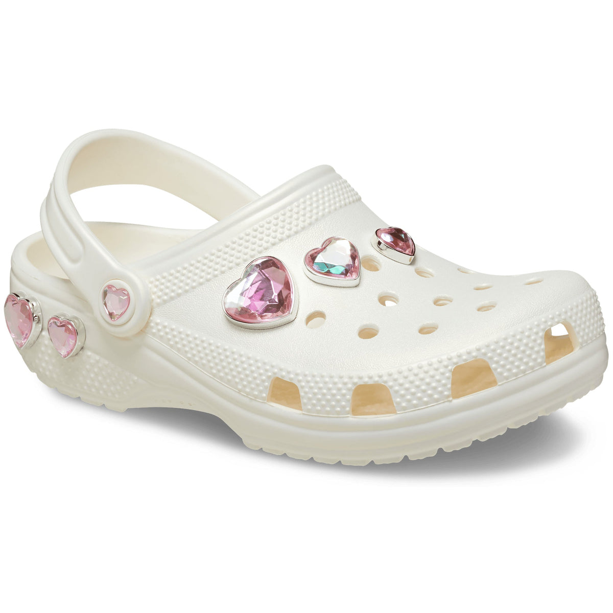 Crocs Grade School Classic Iridescent Hearts Clogs Chalk