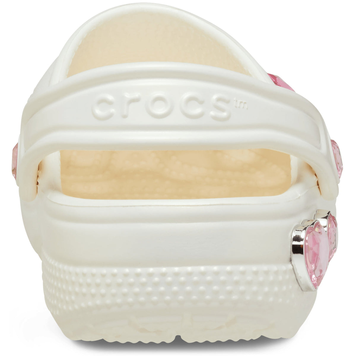 Crocs Grade School Classic Iridescent Hearts Clogs Chalk