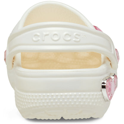 Crocs Grade School Classic Iridescent Hearts Clogs Chalk
