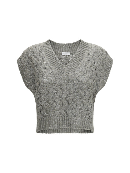 Vest Silk-Blend Sequined Rosemary