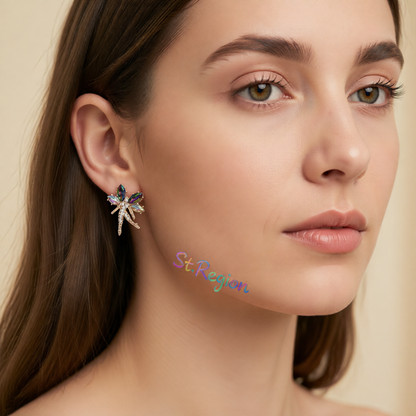Purple Crystal & Cubic Zirconia Fairy Stud Earrings
