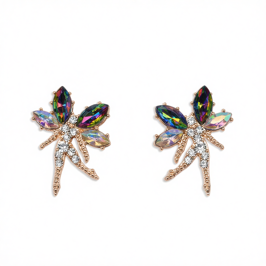 Purple Crystal & Cubic Zirconia Fairy Stud Earrings