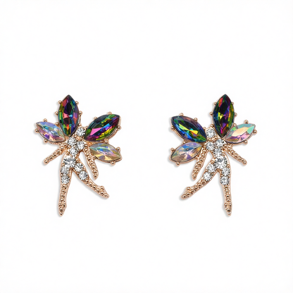 Purple Crystal & Cubic Zirconia Fairy Stud Earrings