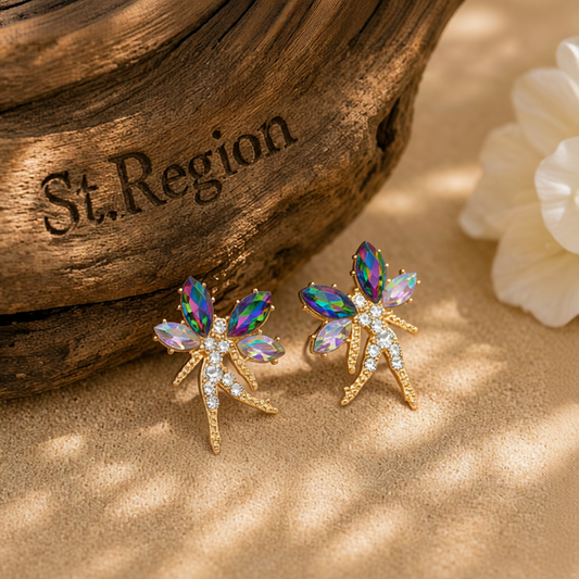 Purple Crystal & Cubic Zirconia Fairy Stud Earrings