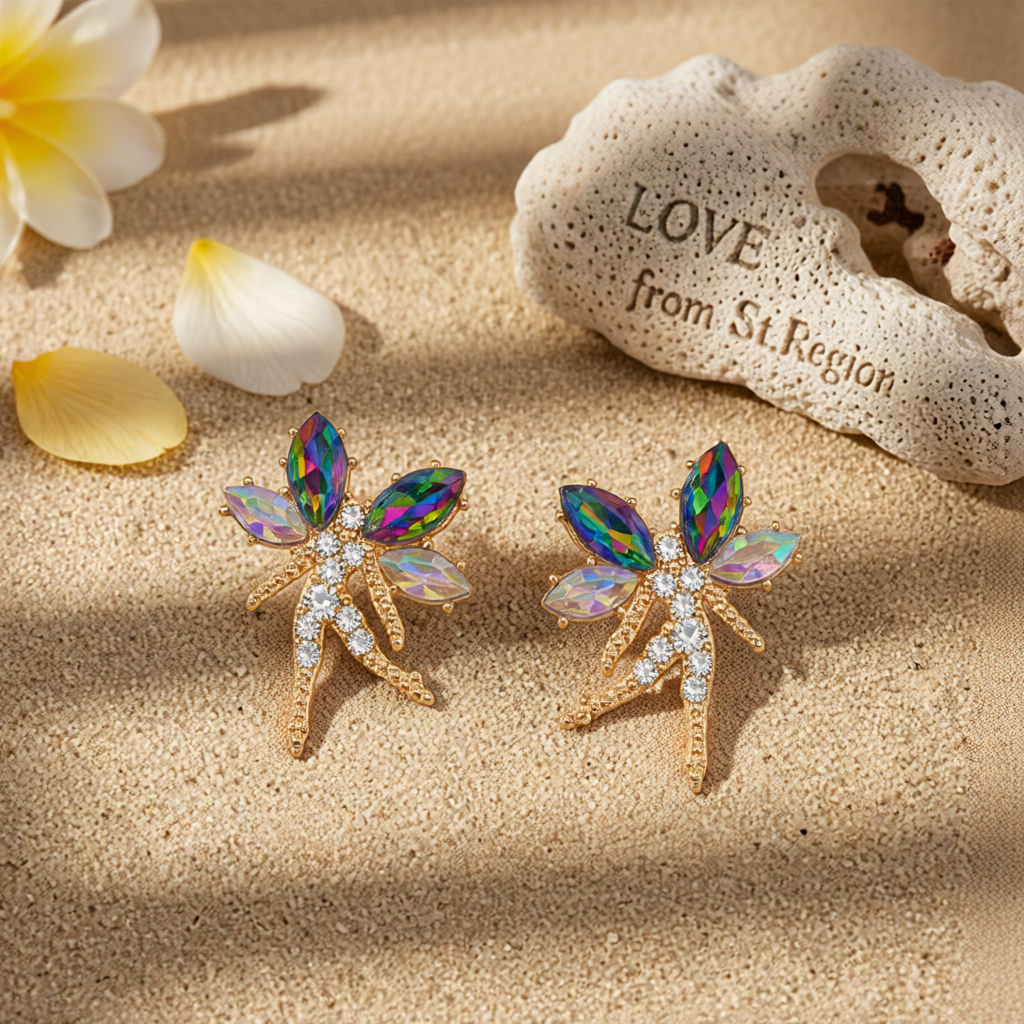 Purple Crystal & Cubic Zirconia Fairy Stud Earrings
