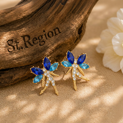 Navy Crystal & Cubic Zirconia Fairy Stud Earrings