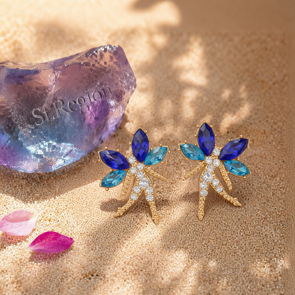 Navy Crystal & Cubic Zirconia Fairy Stud Earrings