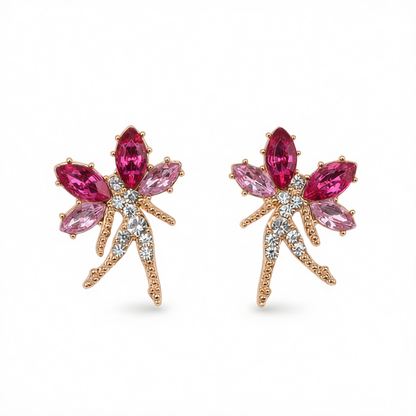 Rose Crystal & Cubic Zirconia Fairy Stud Earrings