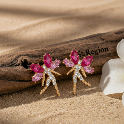 Rose Crystal & Cubic Zirconia Fairy Stud Earrings