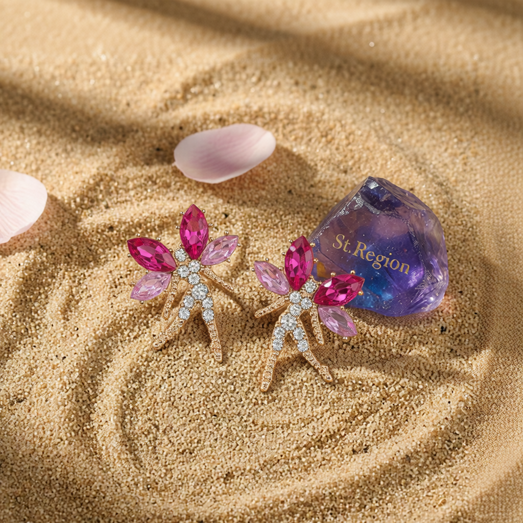 Rose Crystal & Cubic Zirconia Fairy Stud Earrings