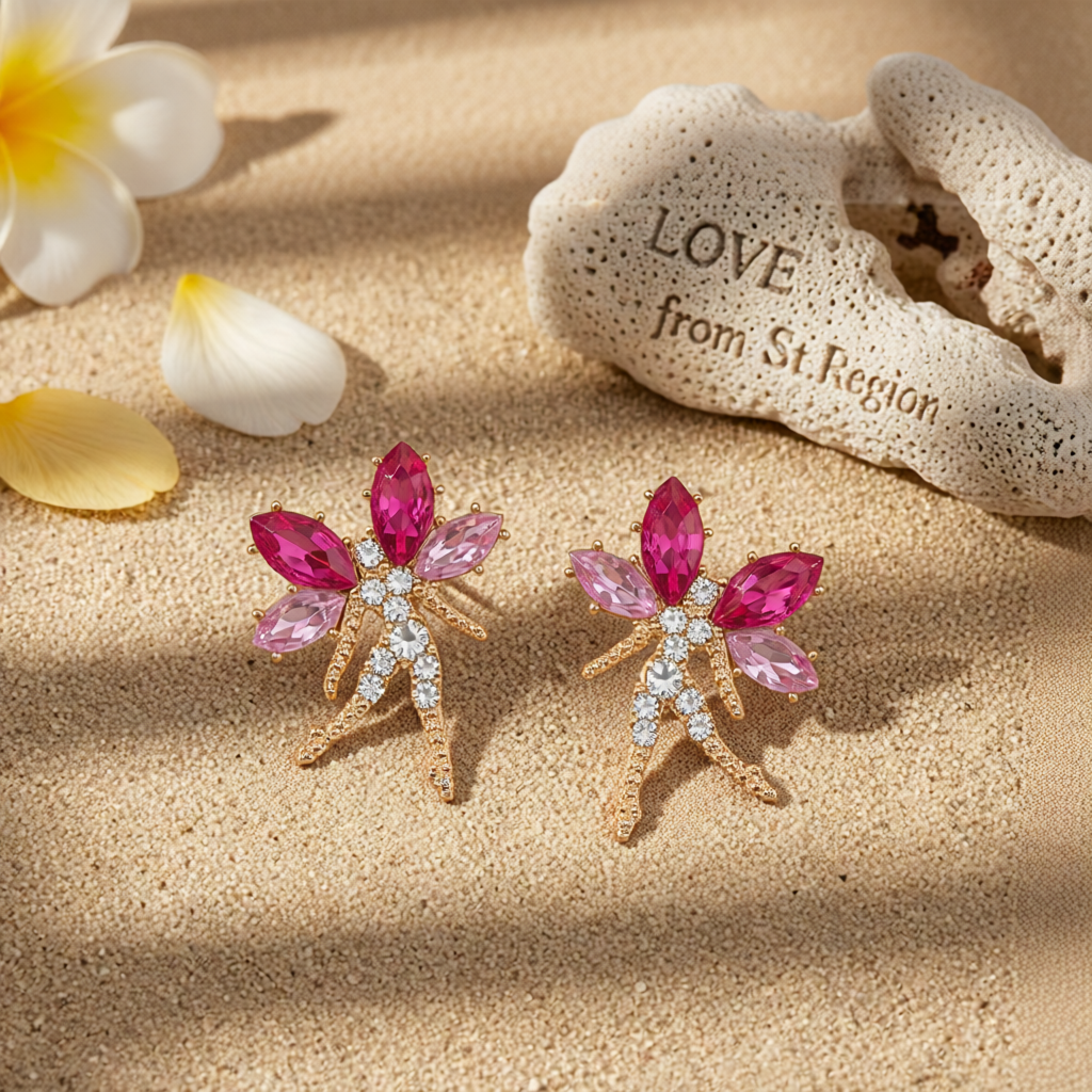 Rose Crystal & Cubic Zirconia Fairy Stud Earrings
