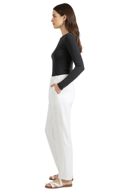 Womens Classic Poly Knit Pants - Pull On Slacks with Elastic Waist