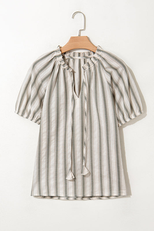 Threaded Pear Lorelai Tie Short Sleeve Blouse