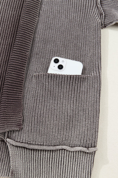Threaded Pear Sunny Patchwork Knit Open Sweater