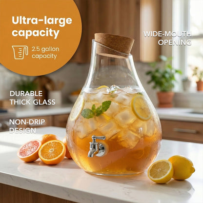 Jay Companies 2.5-Gallon Beverage Dispenser With Cork Lid
