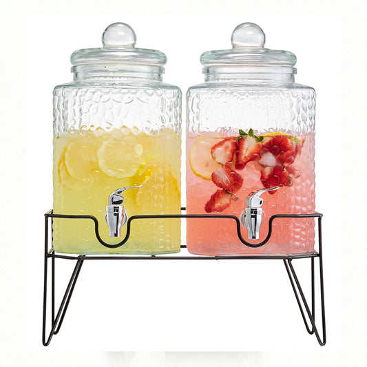 Jay Companies Hamburg Set Of 2 Beverage Dispensers With Stand 1.5 Gal Each