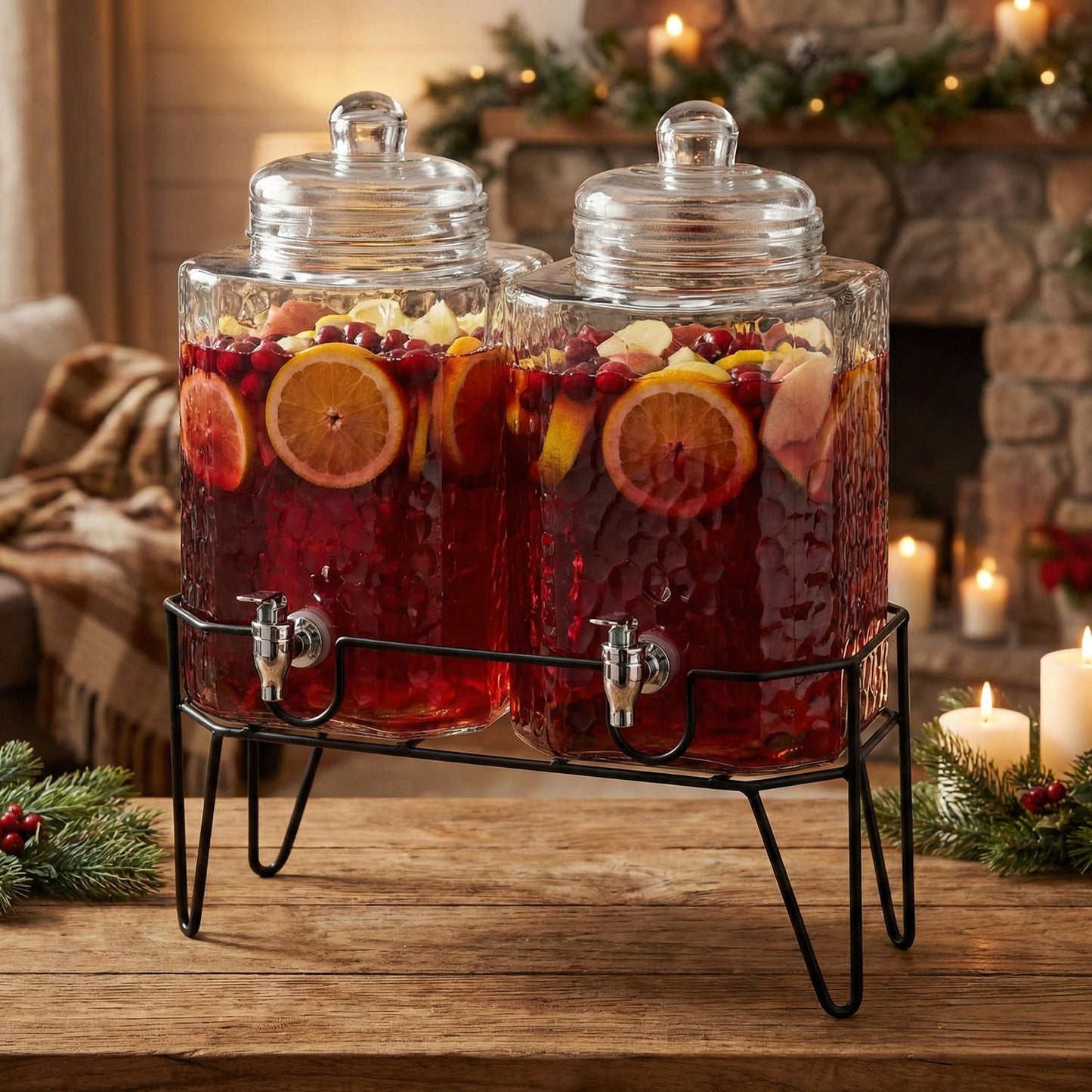 Jay Companies Hamburg Set Of 2 Beverage Dispensers With Stand 1.5 Gal Each