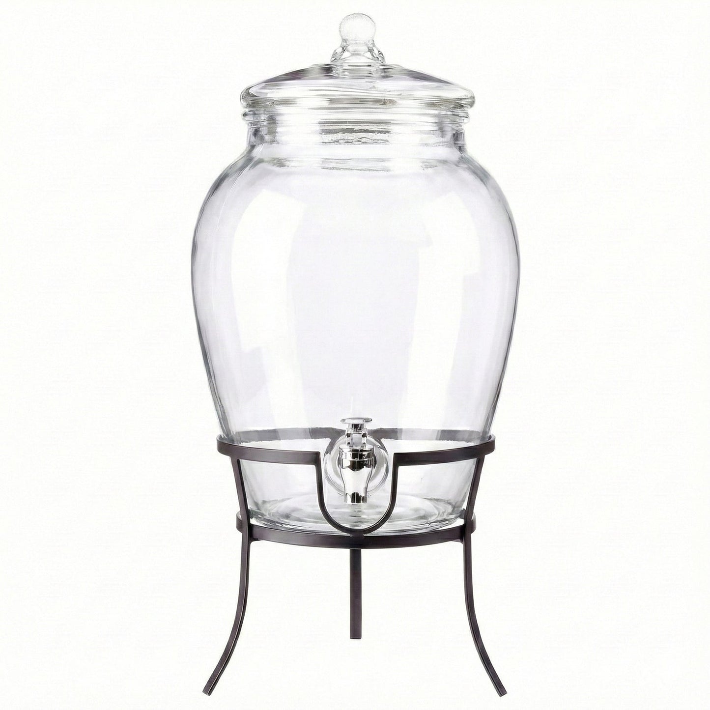 Jay Companies Beverage Dispenser With Metal Rack & Glass Lid 2.7 Gal
