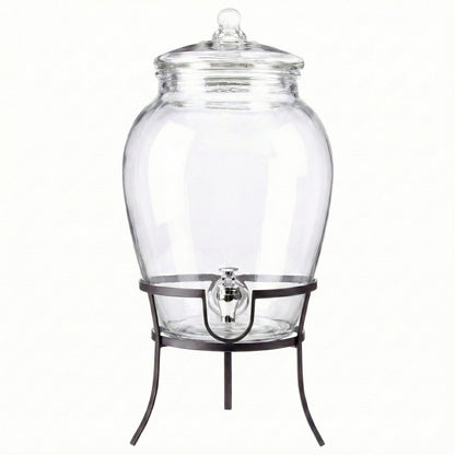 Jay Companies Beverage Dispenser With Metal Rack & Glass Lid 2.7 Gal