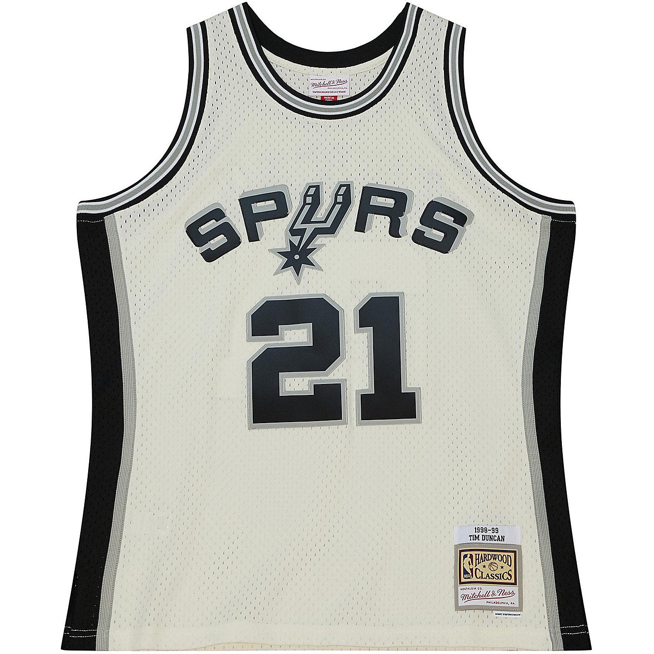Mitchell & Ness Men's Cream Team Color Swingman Jersey Spurs 1998 Tim Duncan Jerseys