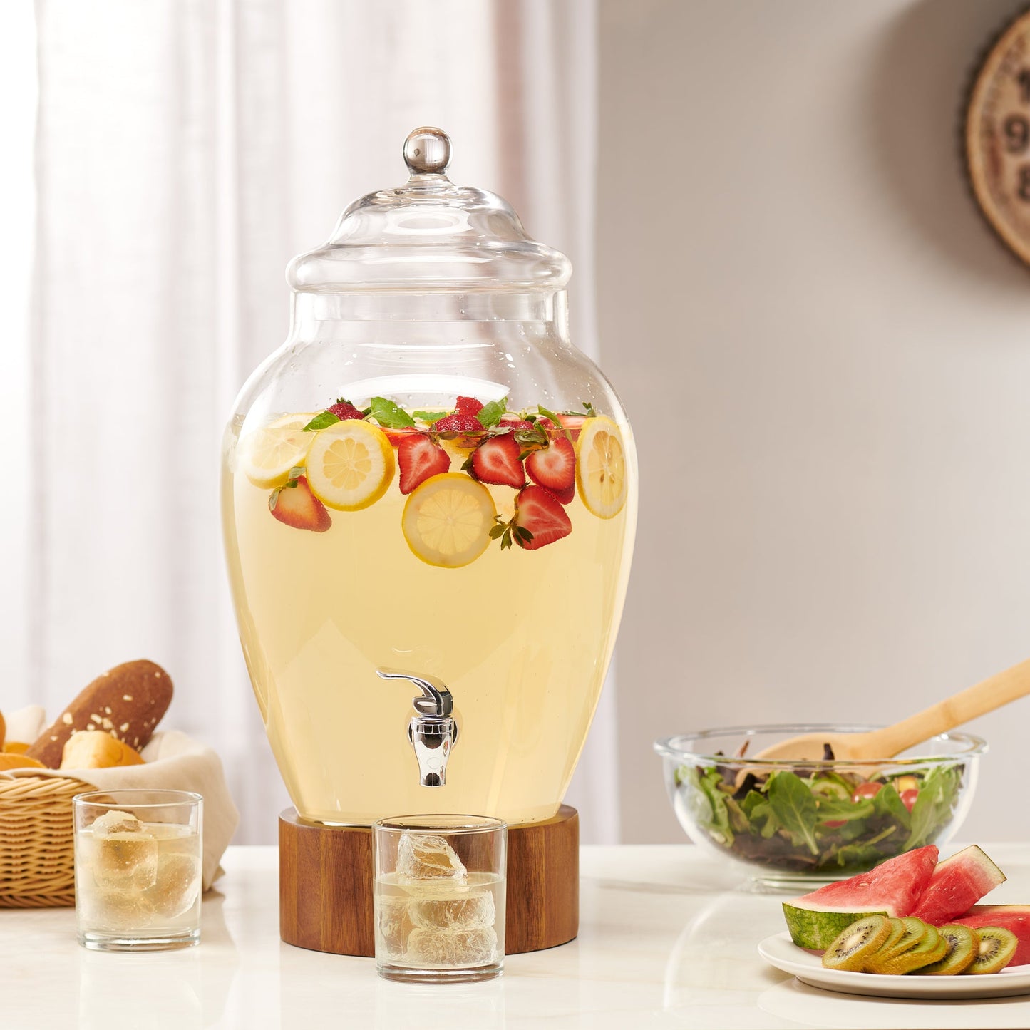 Jay Companies Madera Glass Beverage Dispenser 3 Gallon