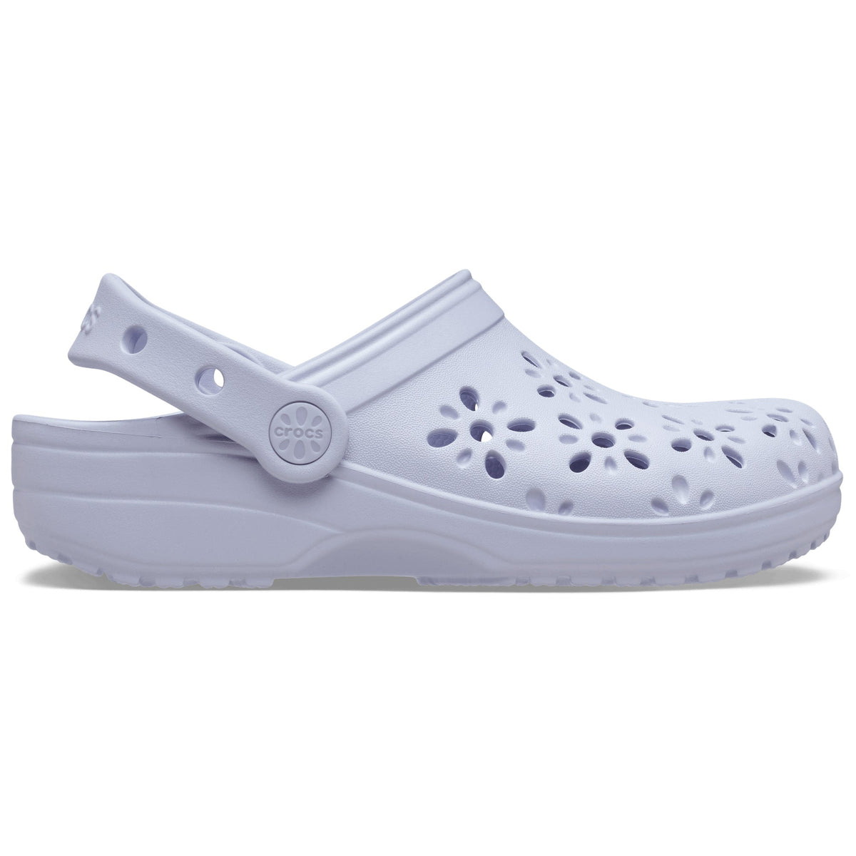 Crocs Grade School Floral Cutout Clogs Purple