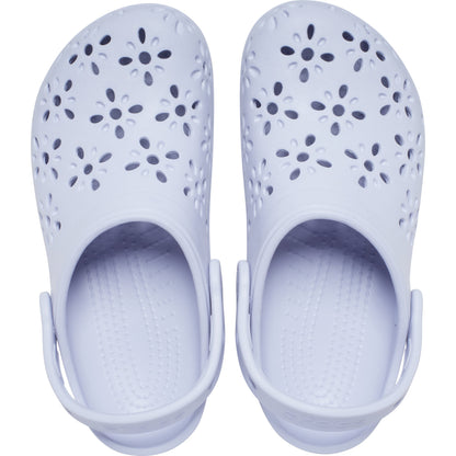 Crocs Grade School Floral Cutout Clogs Purple