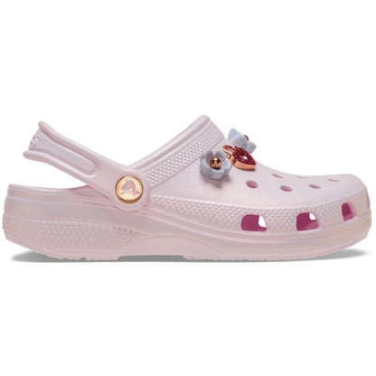 Crocs Grade School Classic Iridescent Charm Clogs Pink Milk
