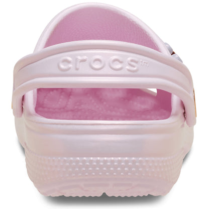 Crocs Grade School Classic Iridescent Charm Clogs Pink Milk