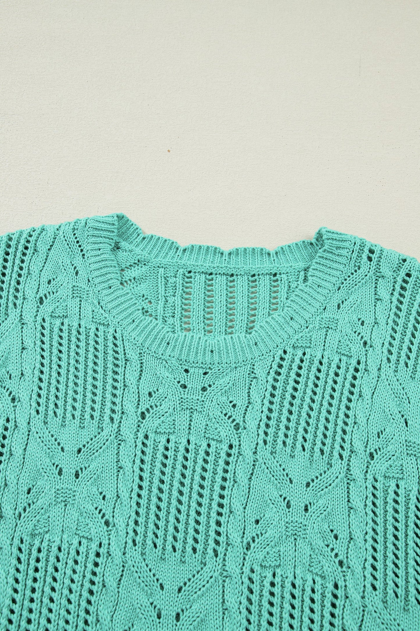 Threaded Pear River Trim Short Sleeve Sweater