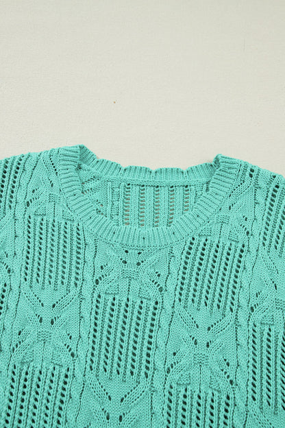 Threaded Pear River Trim Short Sleeve Sweater