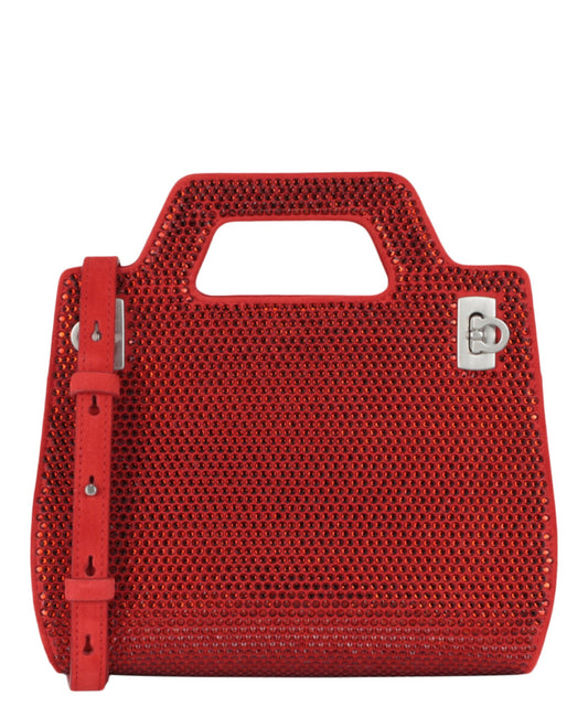 Ferragamo Wanda Mini Stain and Strass Top-Handle Bag